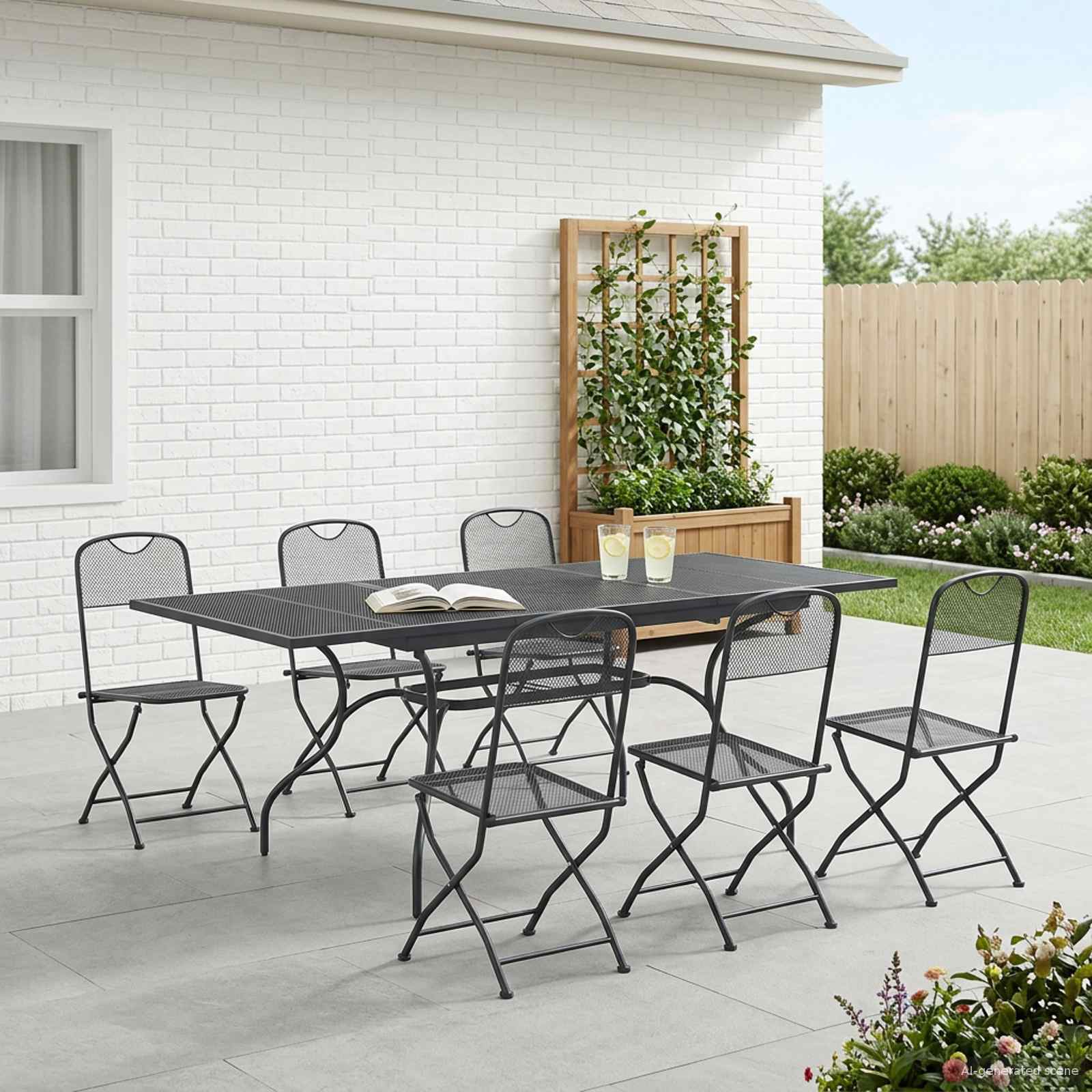 Vrtni set za objed 7 pcs Antracit 212 x 90 x 76 cm