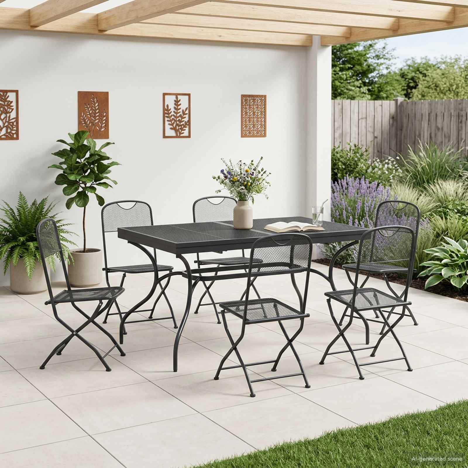 Vrtni set za objed 7 pcs Antracit 212 x 90 x 76 cm