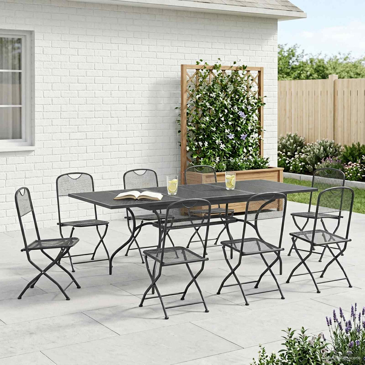 Vrtni set za objed 9 pcs Antracit 212 x 90 x 76 cm