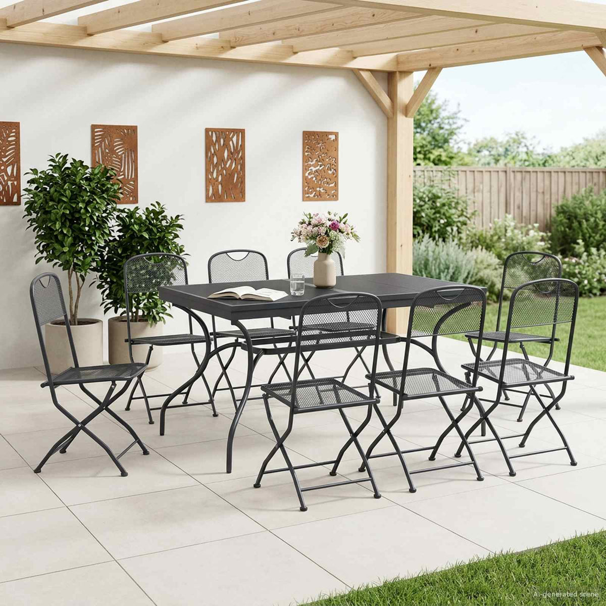 Vrtni set za objed 9 pcs Antracit 212 x 90 x 76 cm