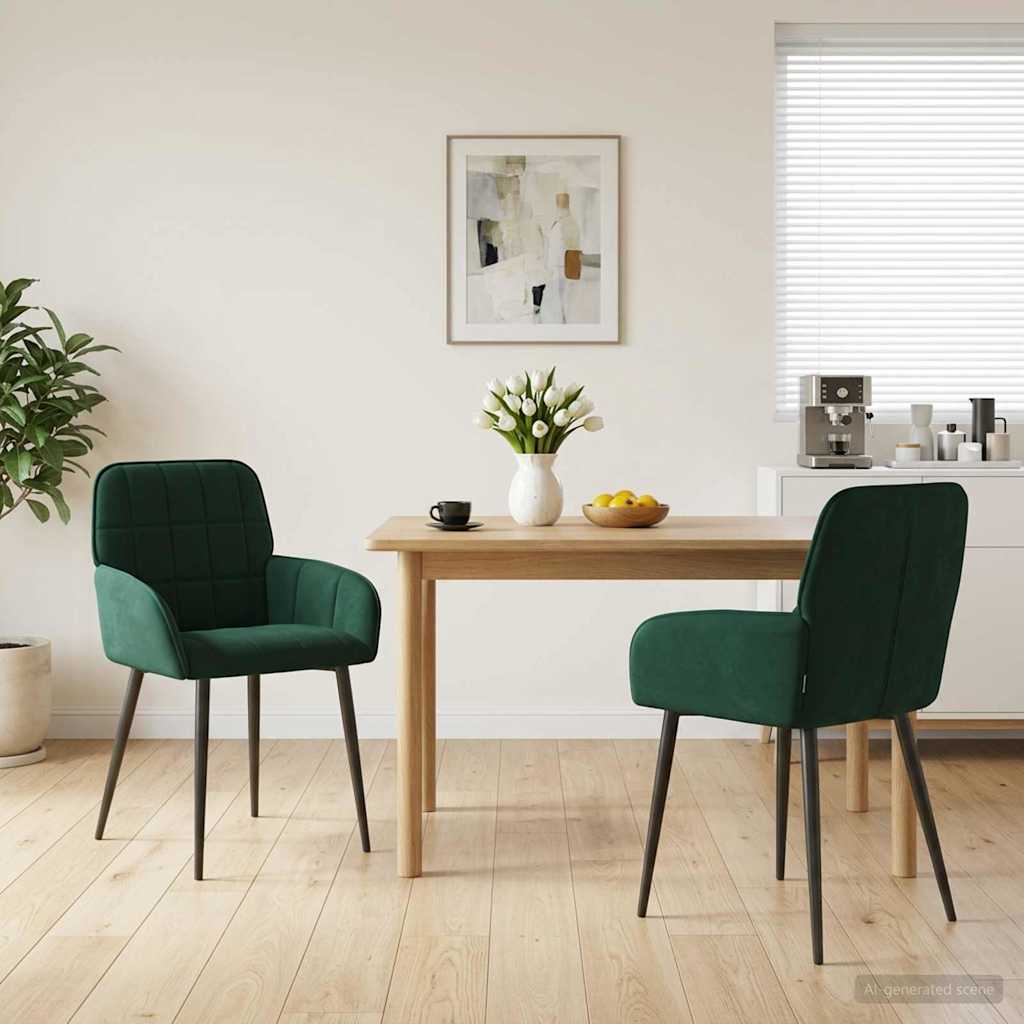 Trpezarijske stolice 2 pcs Baršun Tamnozelena 57 x 50 x 85 cm