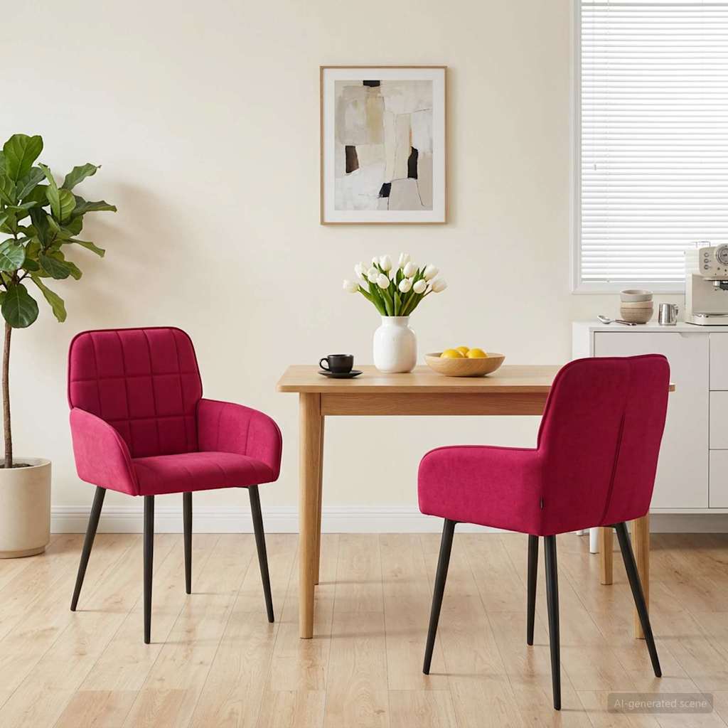 Trpezarijske stolice 2 pcs Baršun Vinska crvena 57 x 50 x 85 cm
