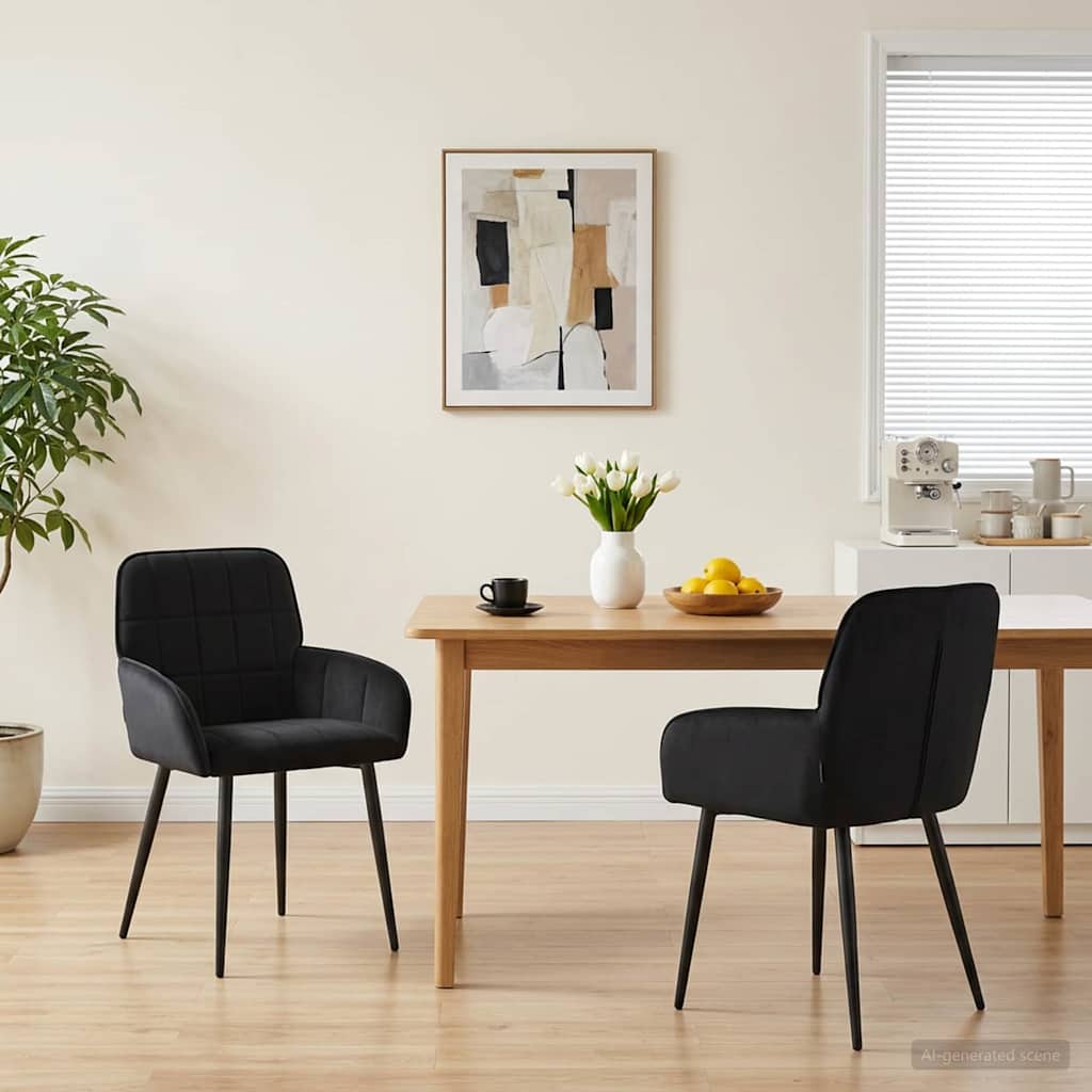 Trpezarijske stolice 2 pcs Baršun Crna 57 x 50 x 85 cm