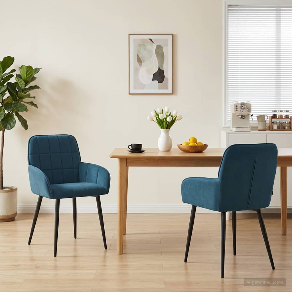 Trpezarijske stolice 2 pcs Baršun Plava 57 x 50 x 85 cm