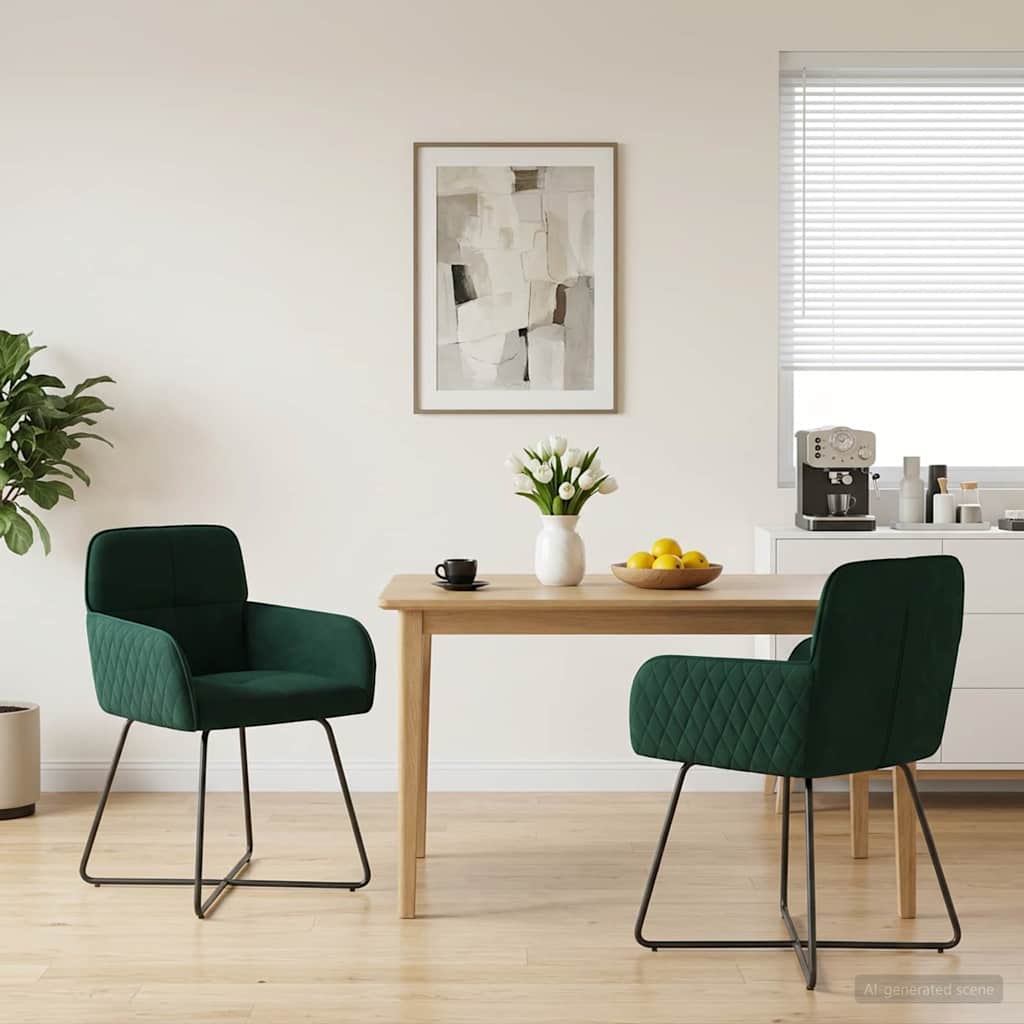 Trpezarijske stolice 2 pcs Baršun Tamnozelena 59 x 56,5 x 86 cm
