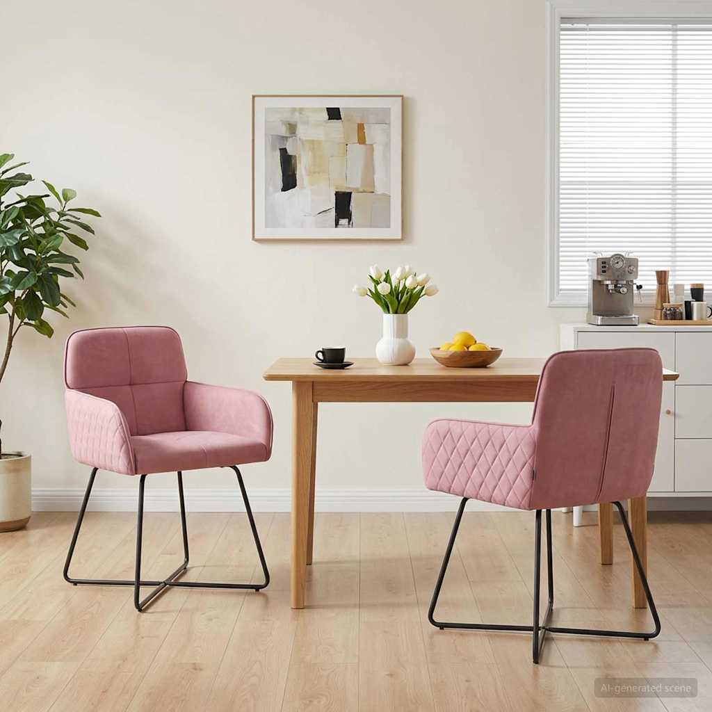 Trpezarijske stolice 2 pcs Baršun Ružičasta 59 x 56,5 x 86 cm