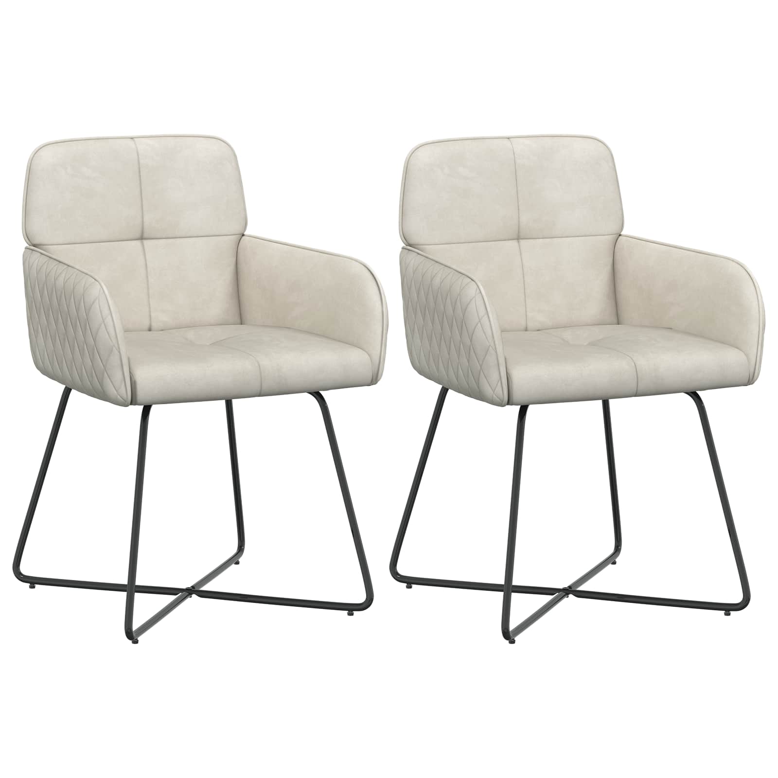 Trpezarijske stolice 2 pcs Baršun Krem 59 x 56,5 x 86 cm