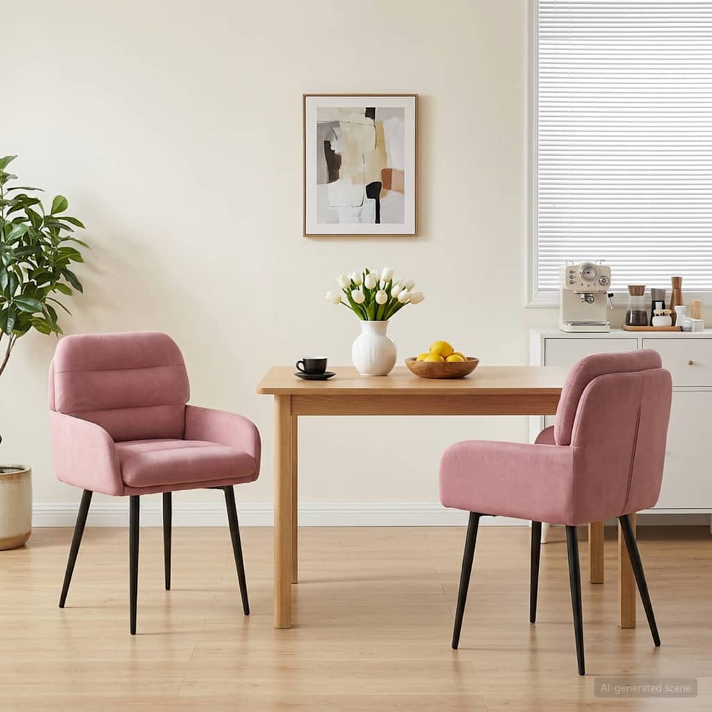 Trpezarijske stolice 2 pcs Baršun Ružičasta 59 x 59,5 x 90 cm