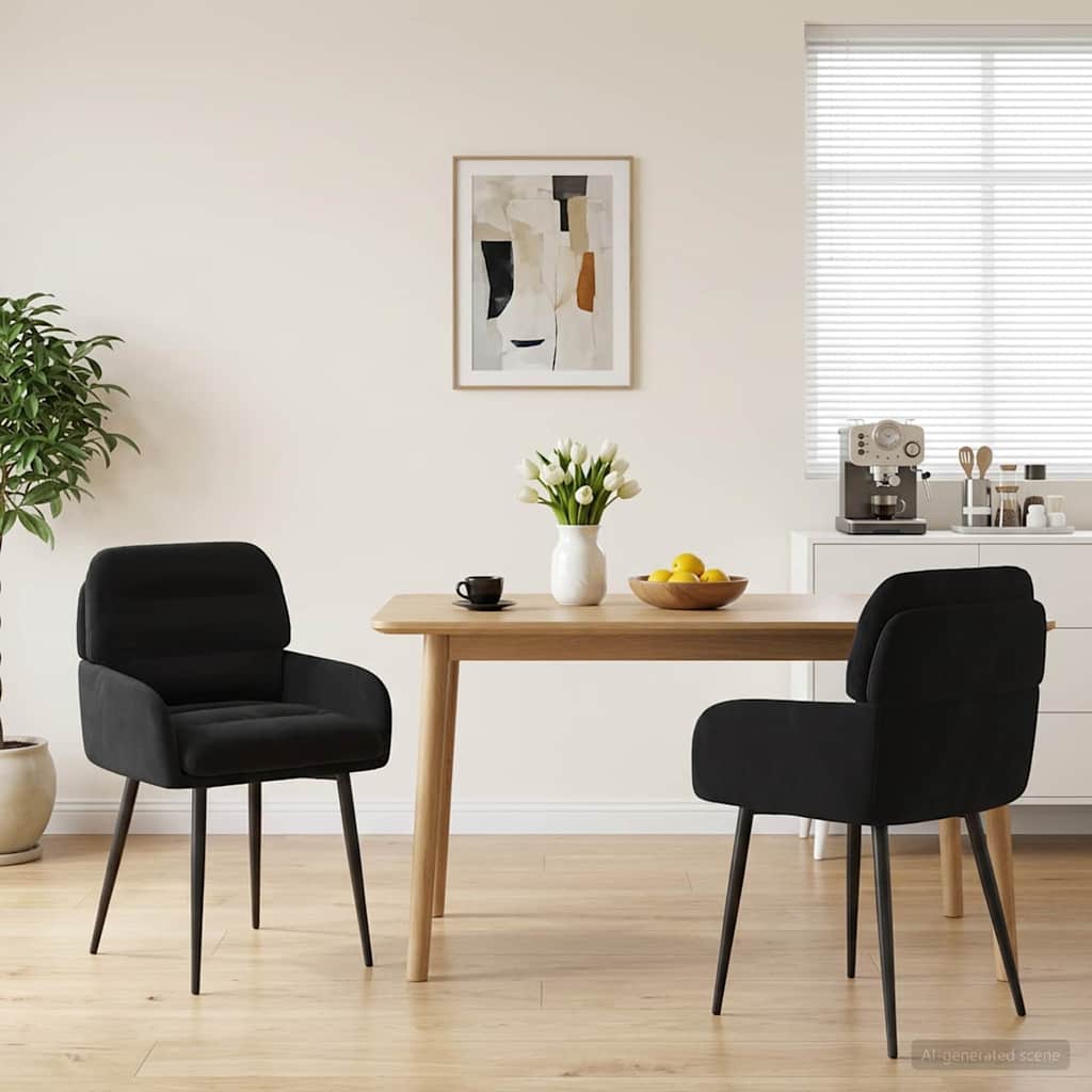 Trpezarijske stolice 2 pcs Baršun Crna 59 x 59,5 x 90 cm