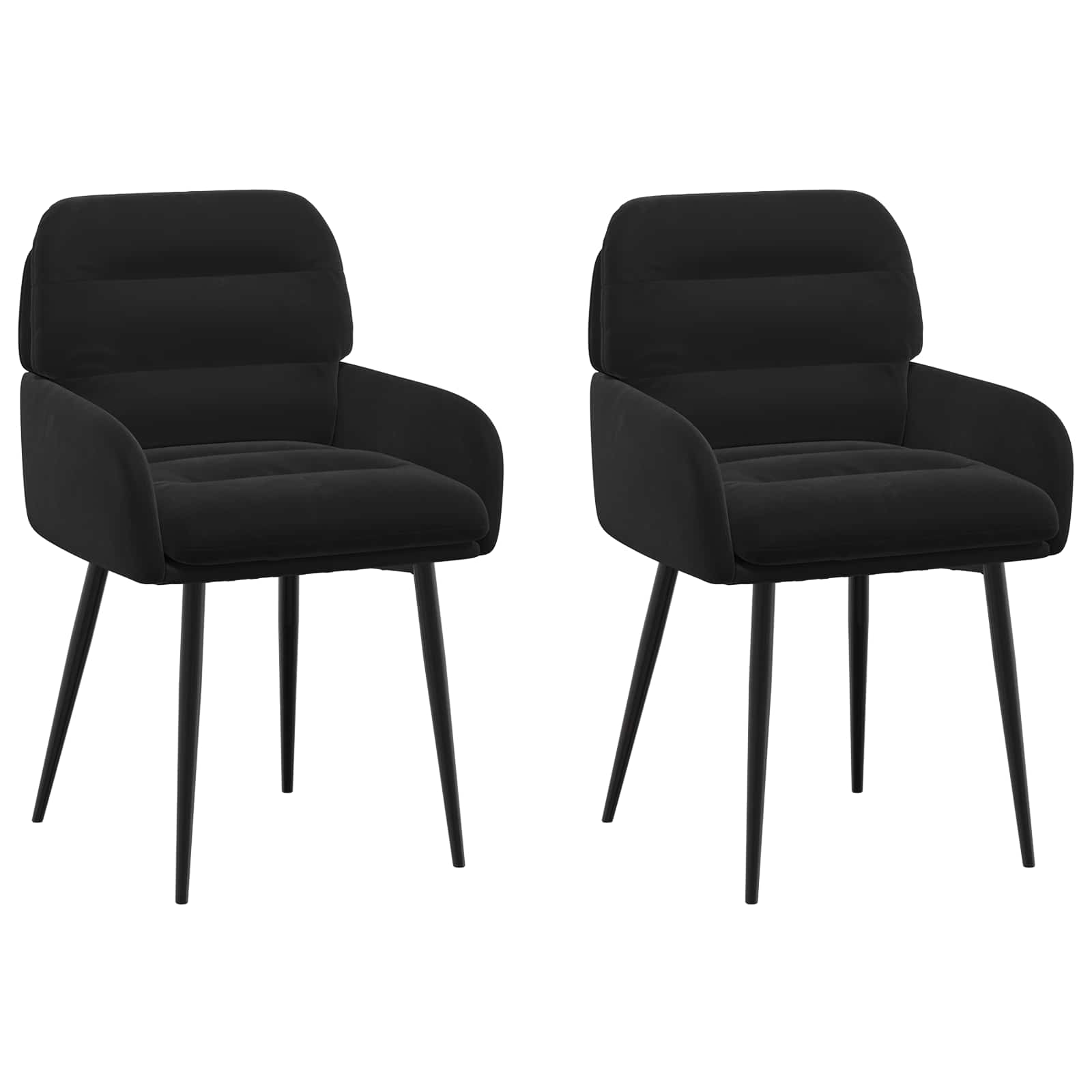 Trpezarijske stolice 2 pcs Baršun Crna 59 x 59,5 x 90 cm