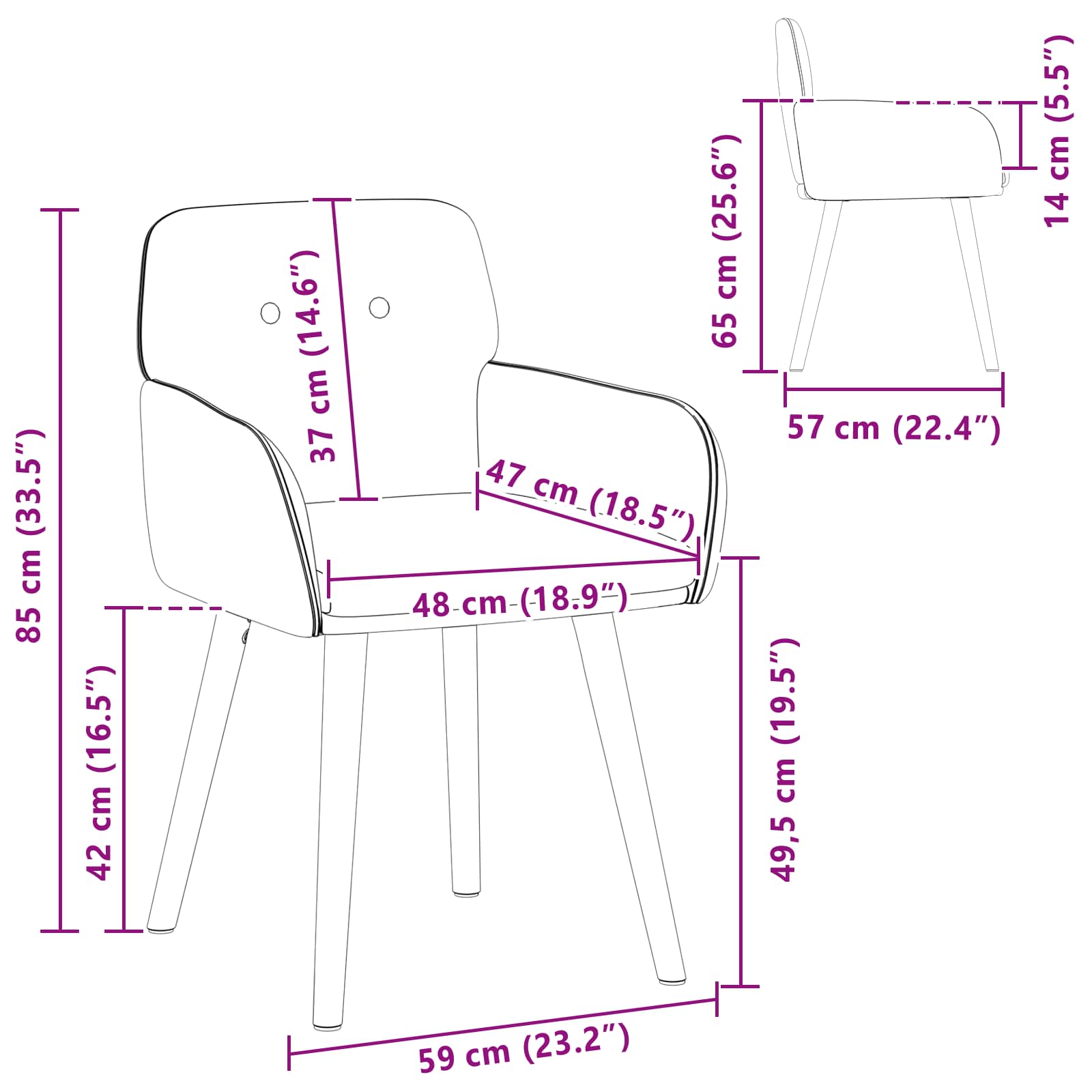 Trpezarijske stolice 2 pcs Bouclé Ružičasta 59 x 57 x 85 cm