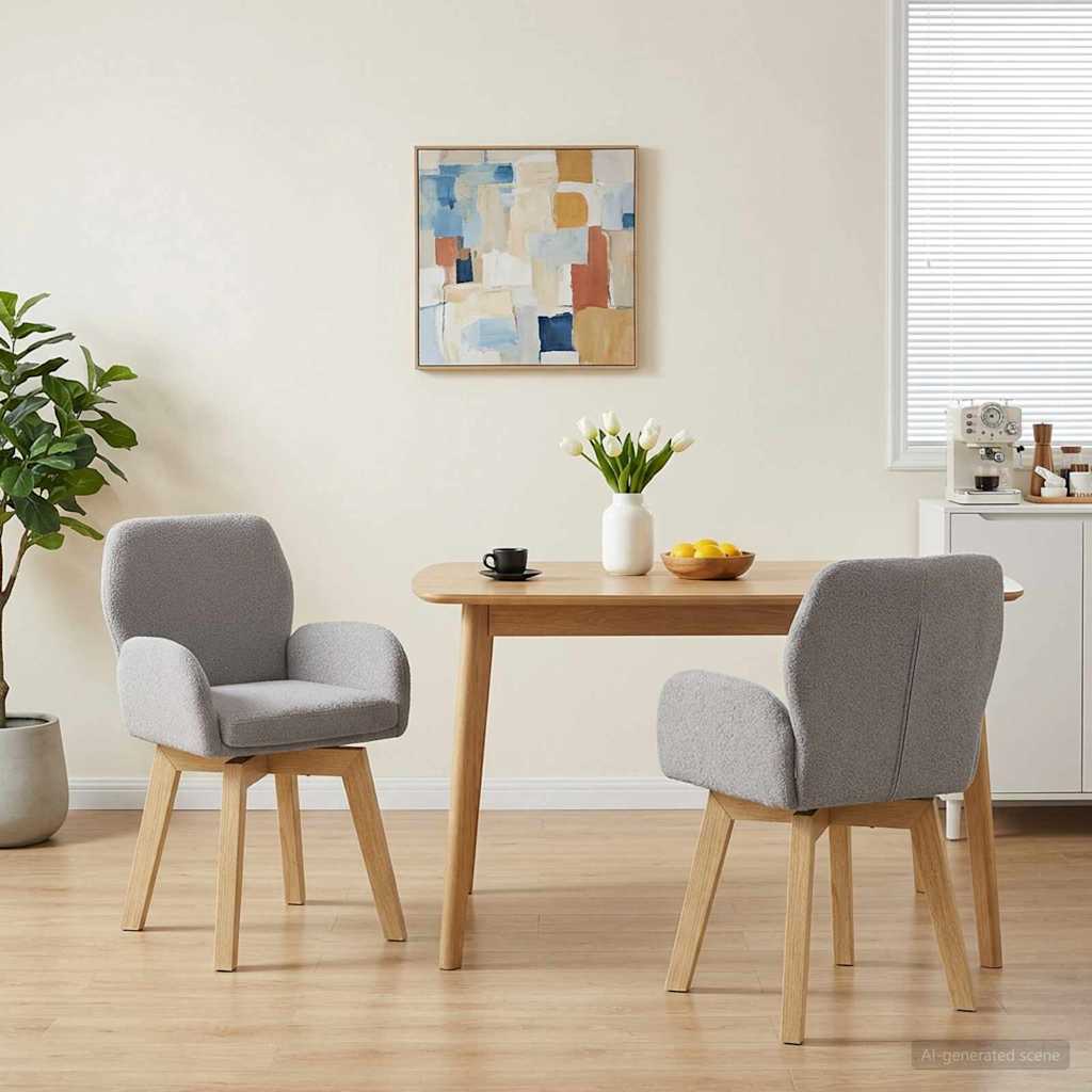 Okretne blagovaonske stolice 2 pcs Bouclé Svjetlosiva