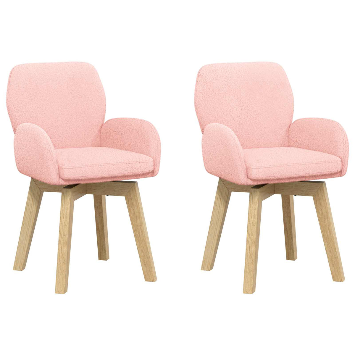 Okretne blagovaonske stolice 2 pcs Bouclé Ružičasta