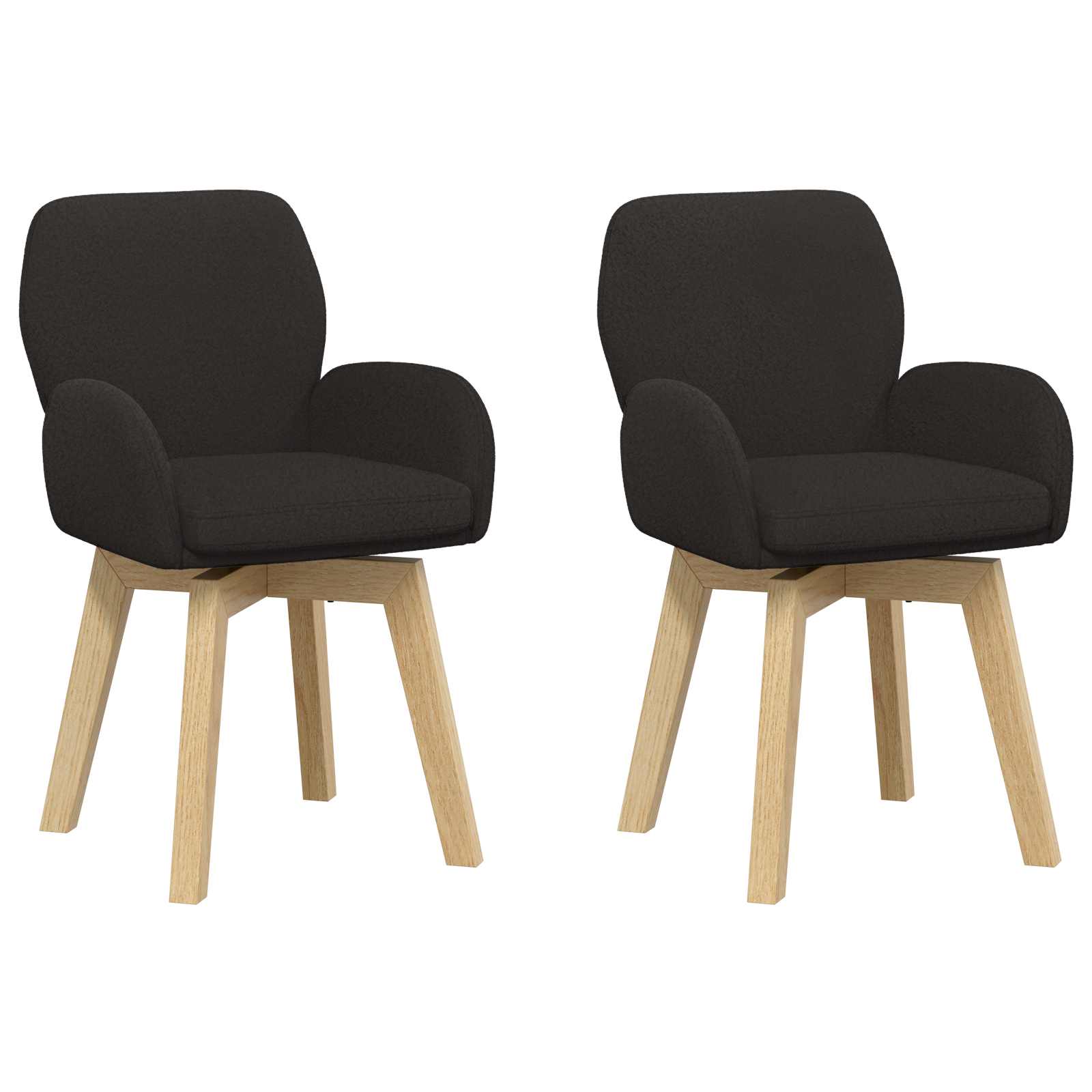 Okretne blagovaonske stolice 2 pcs Bouclé Crna 54 x 58 x 87 cm
