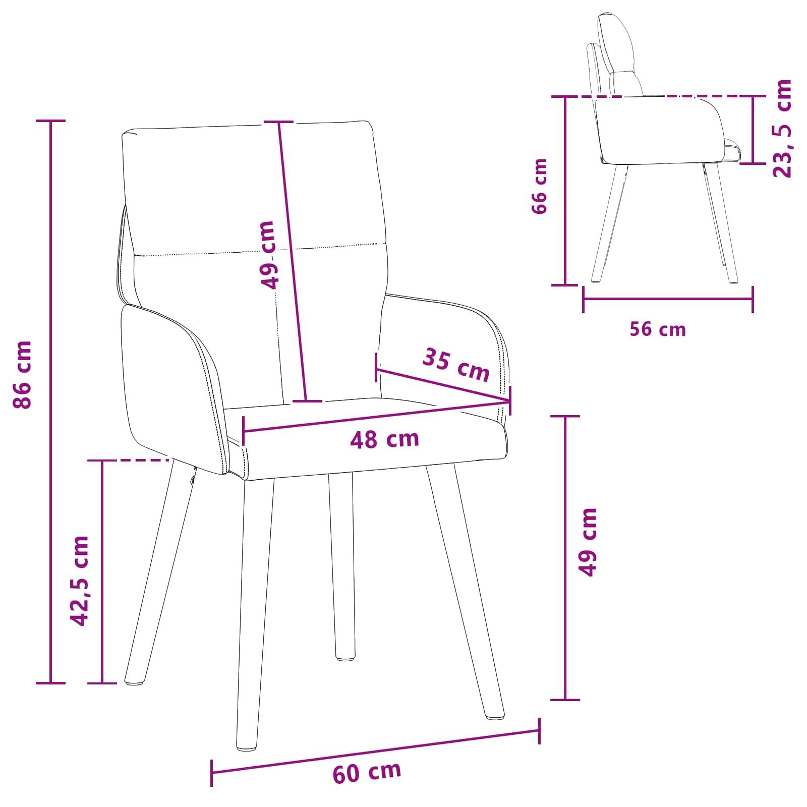 Trpezarijske stolice 2 pcs Tkanina Plava 60 x 56 x 96 cm