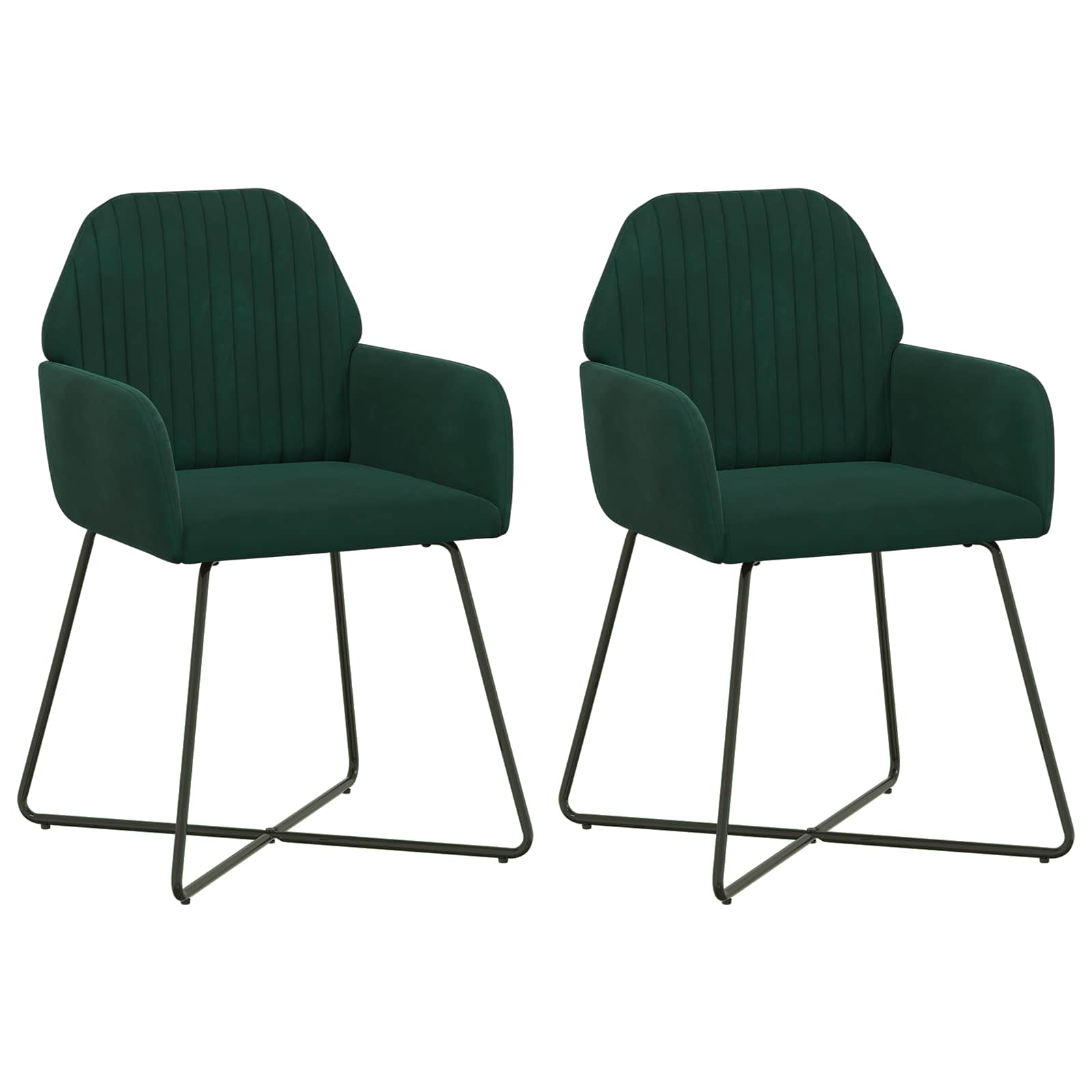Trpezarijske stolice 2 pcs Baršun Tamnozelena 55 x 50 x 84 cm