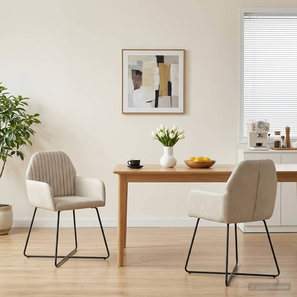 Trpezarijske stolice 2 pcs Baršun Krem 55 x 50 x 84 cm