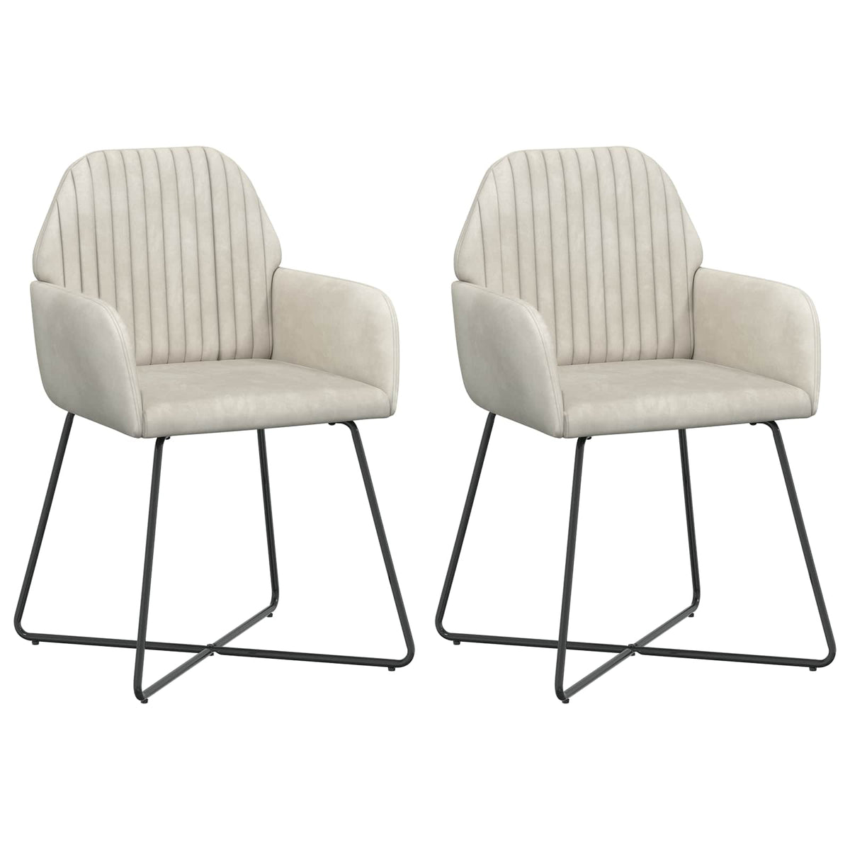 Trpezarijske stolice 2 pcs Baršun Krem 55 x 50 x 84 cm