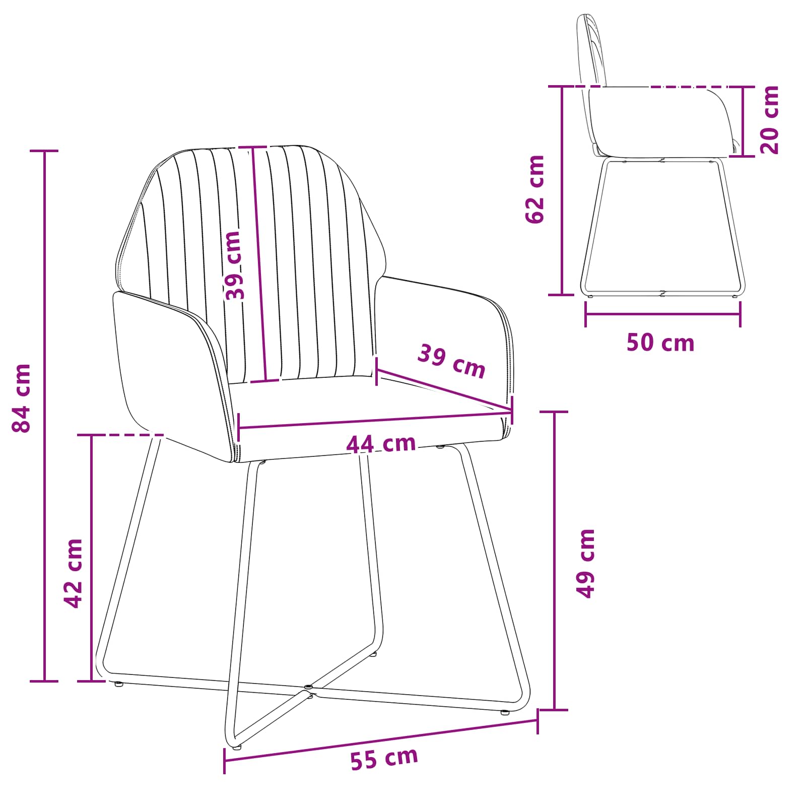 Trpezarijske stolice 2 pcs Baršun Tirkizna 55 x 50 x 84 cm