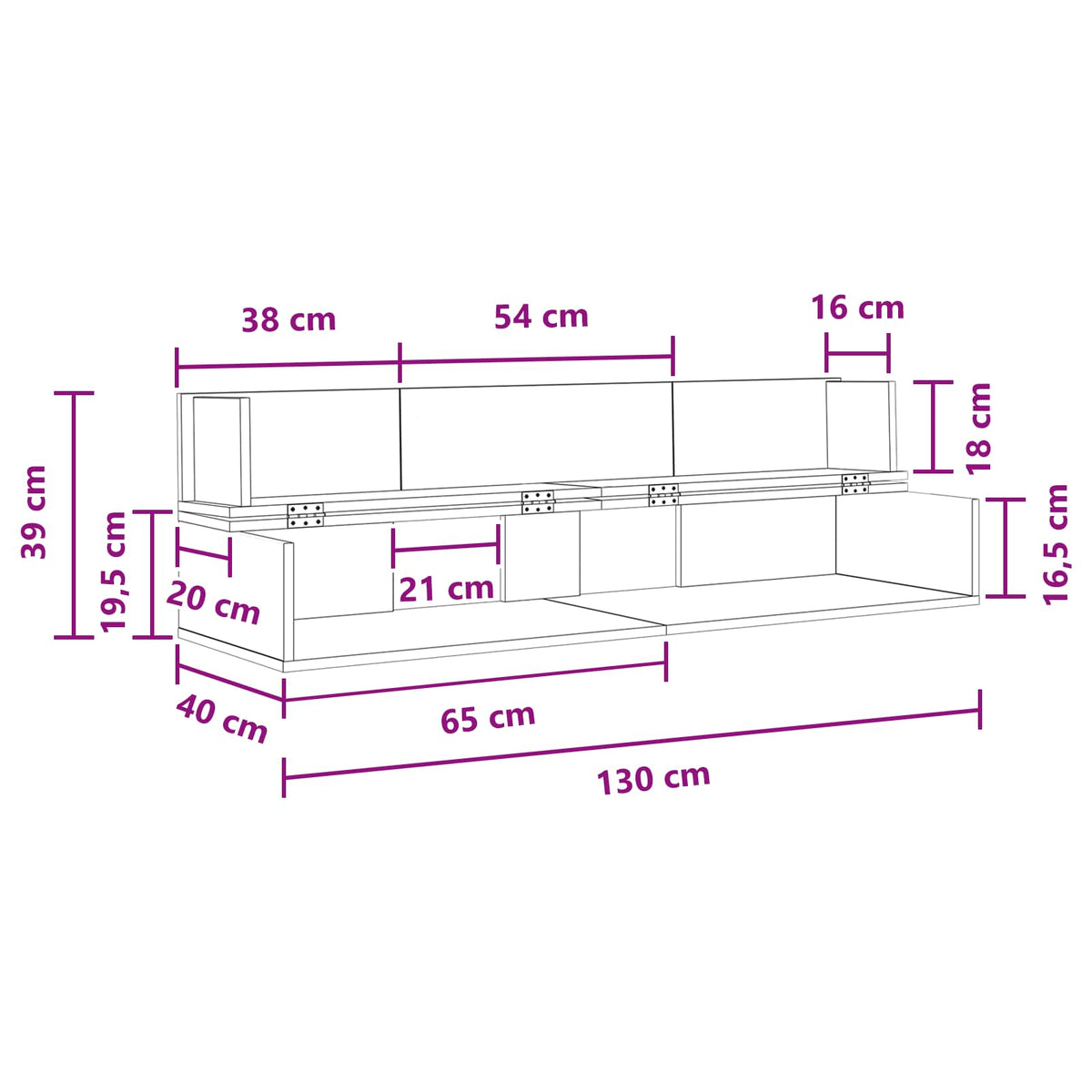 Studio radni stol Hrast sonoma 130 x 40 x 19,5 cm