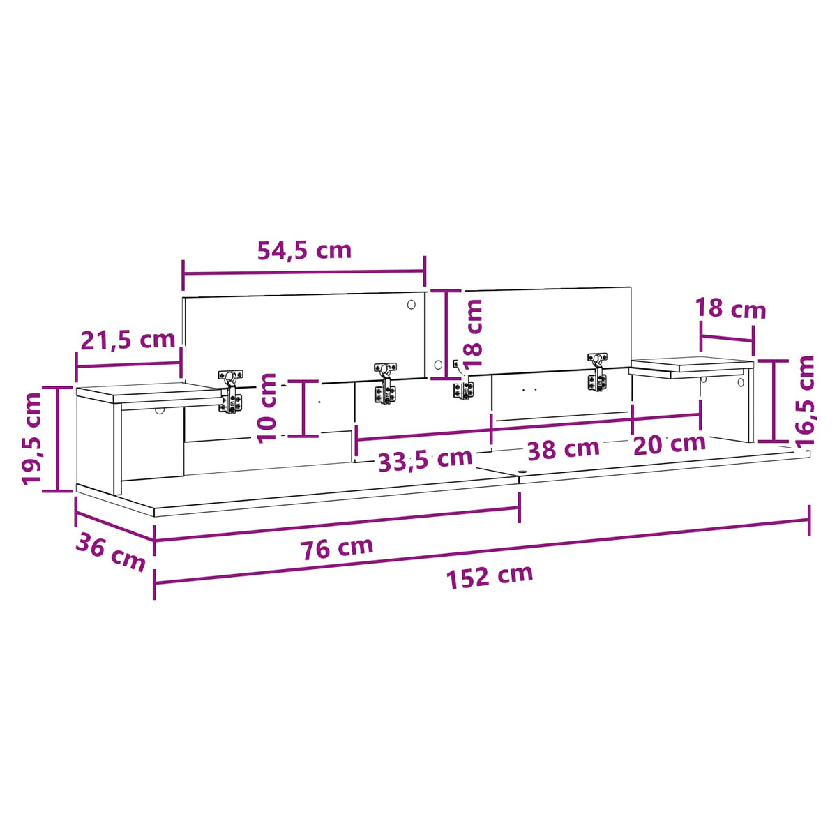 Studio radni stol Betonska siva 152 x 36 x 19,5 cm
