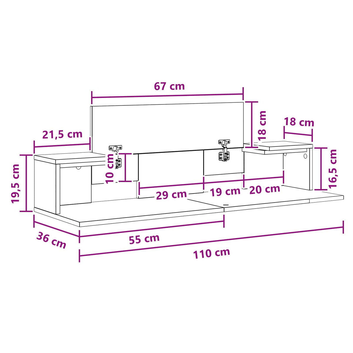 Studio radni stol Sonoma 110 x 36 x 19,5 cm Konstruirano drvo