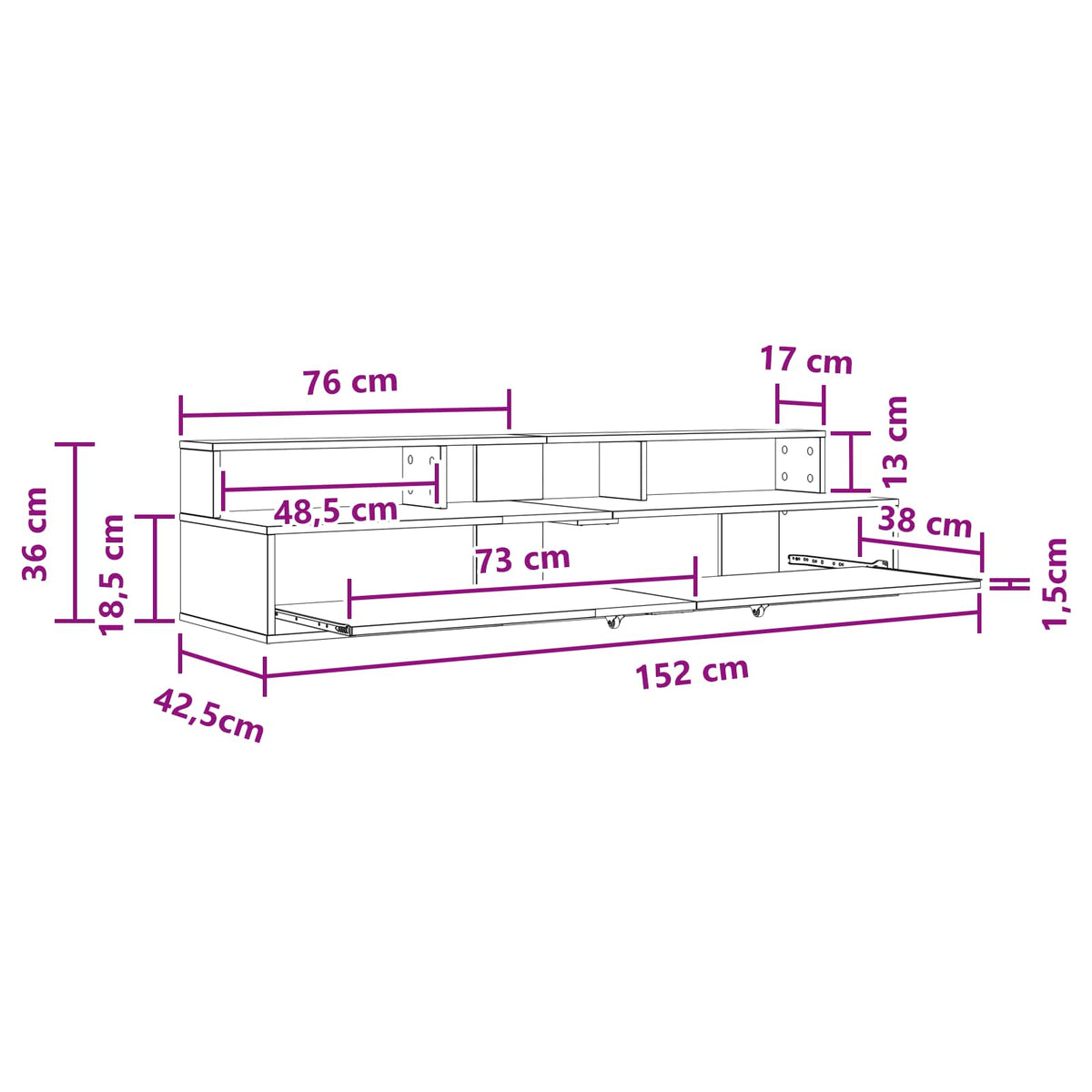 Studio radni stol Staro drvo 152 x 42,5 x 36 cm