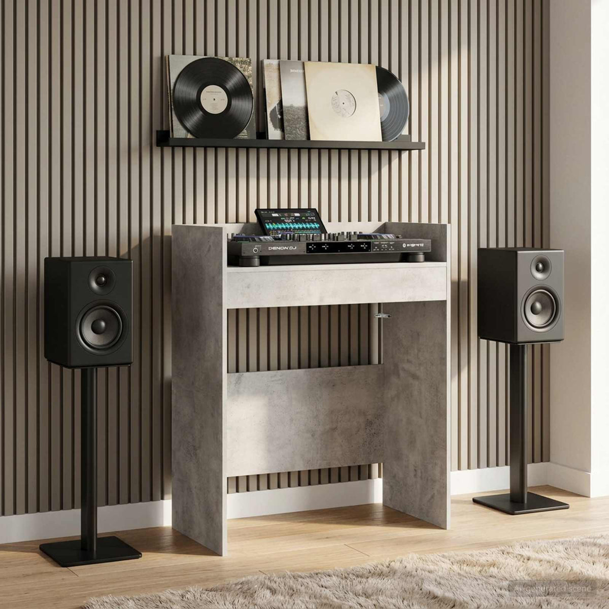 DJ stol Betonska siva 62 x 45 x 102 cm Konstruirano drvo