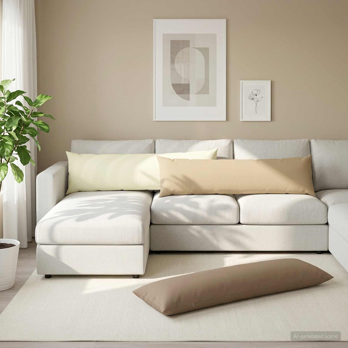 Jastuk s jastukom HEERLEN Sivosmeđa 40 x 145 cm Poliester