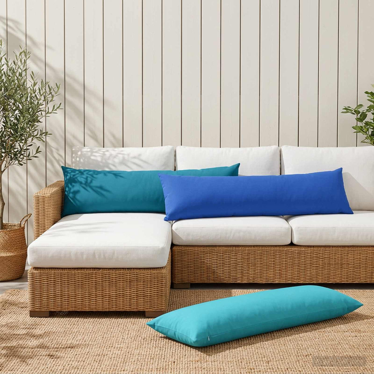 Jastuk s jastukom HEERLEN Svjetloplava 40 x 145 cm Poliester