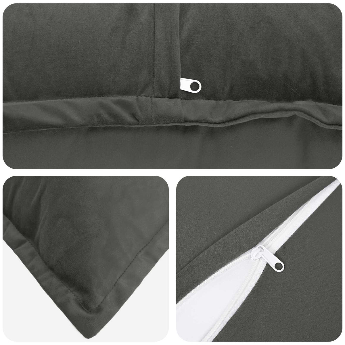Presvlaka za jastuk 2 pcs HOUTEN Tamnosiva 40 x 80 cm Baršun