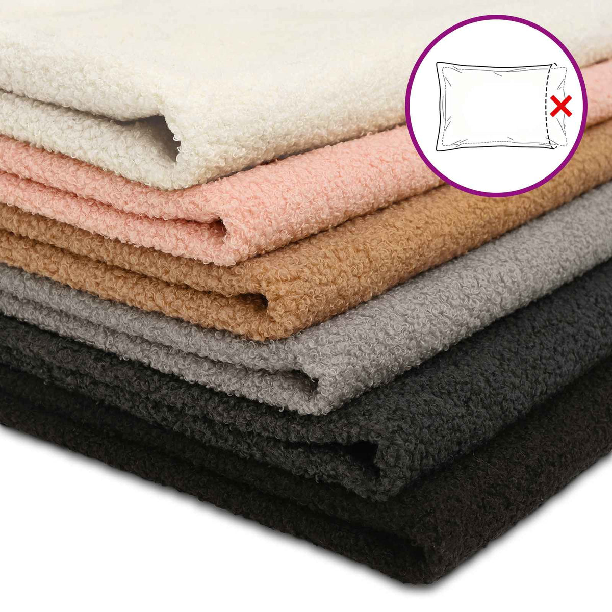 Presvlaka za jastuk 2 pcs HOUTEN Crna 50 x 80 cm Bouclé