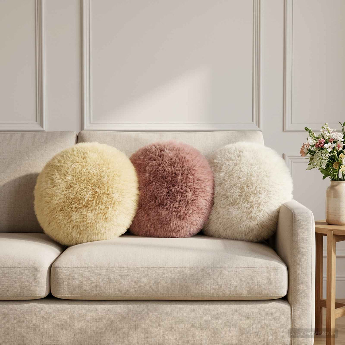 Presvlaka za jastuk 6 pcs HEERLEN Krem Ø 30 cm PV flis