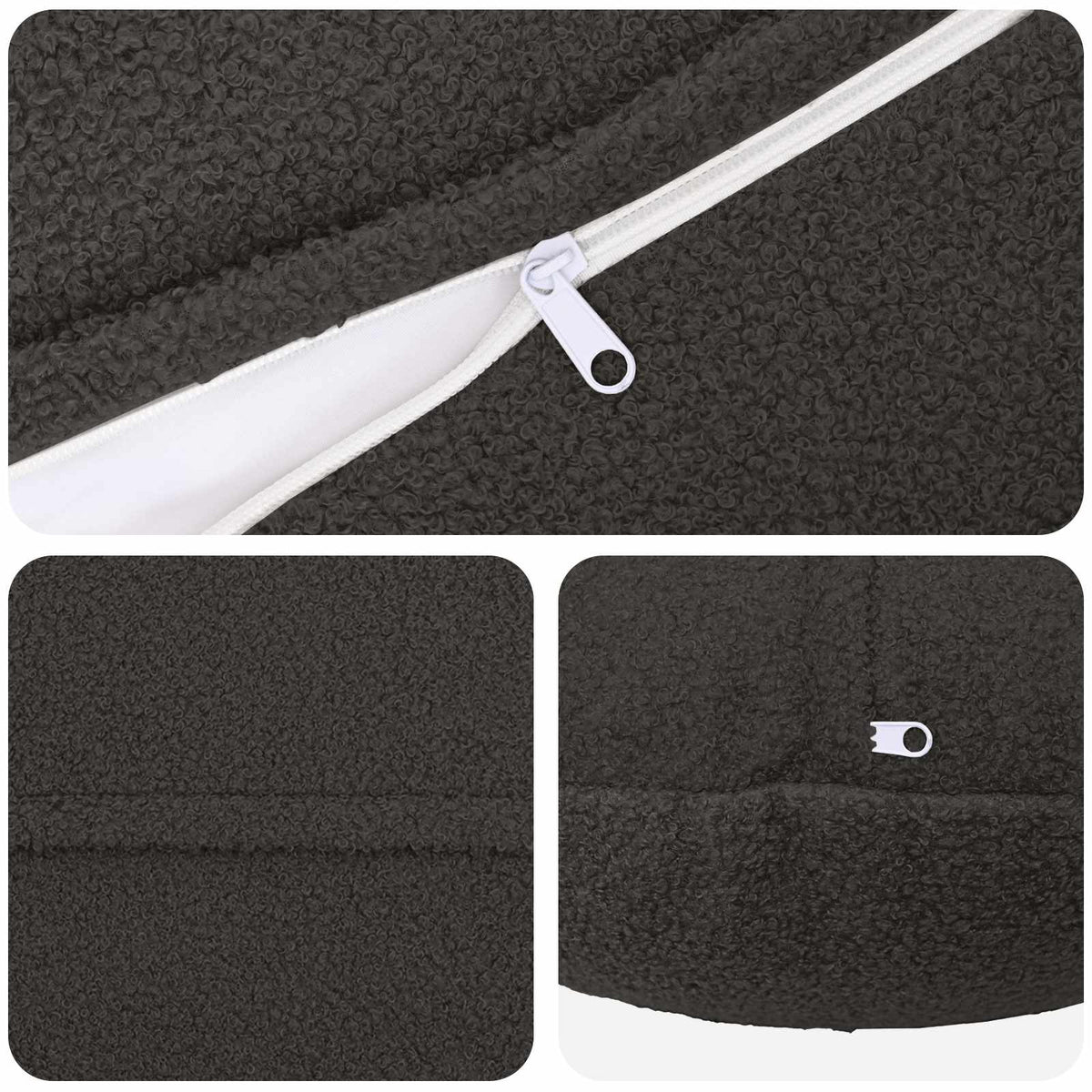 Presvlaka za jastuk 2 pcs HEERLEN Tamnosiva Ø 60 cm Bouclé
