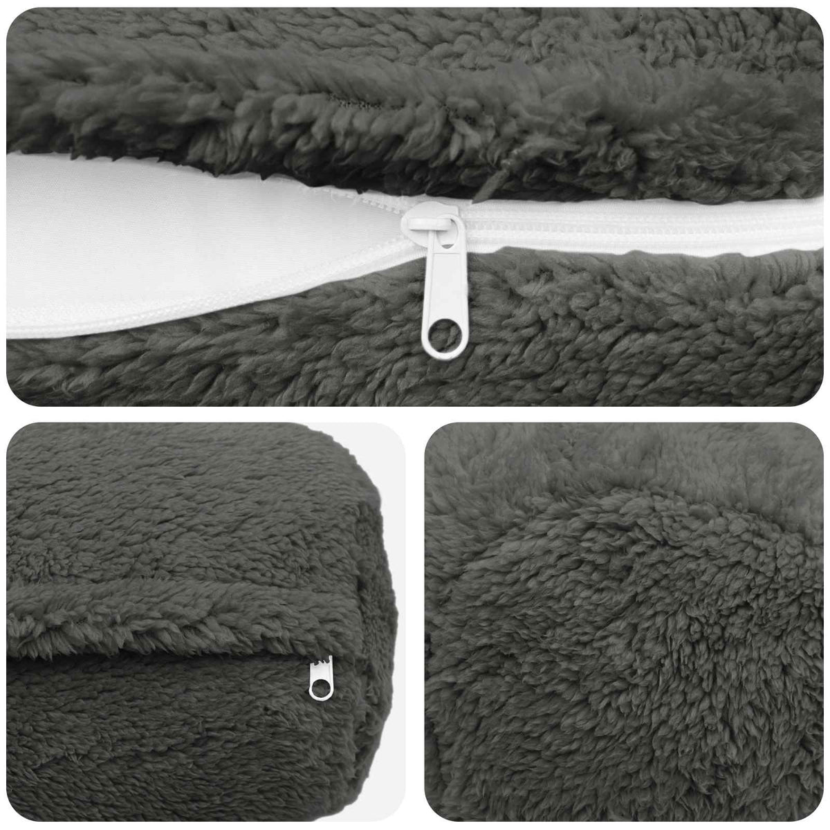 Presvlaka za jastuk 6 pcs HEERLEN Tamnosiva Ø 15 x 40 cm Bouclé