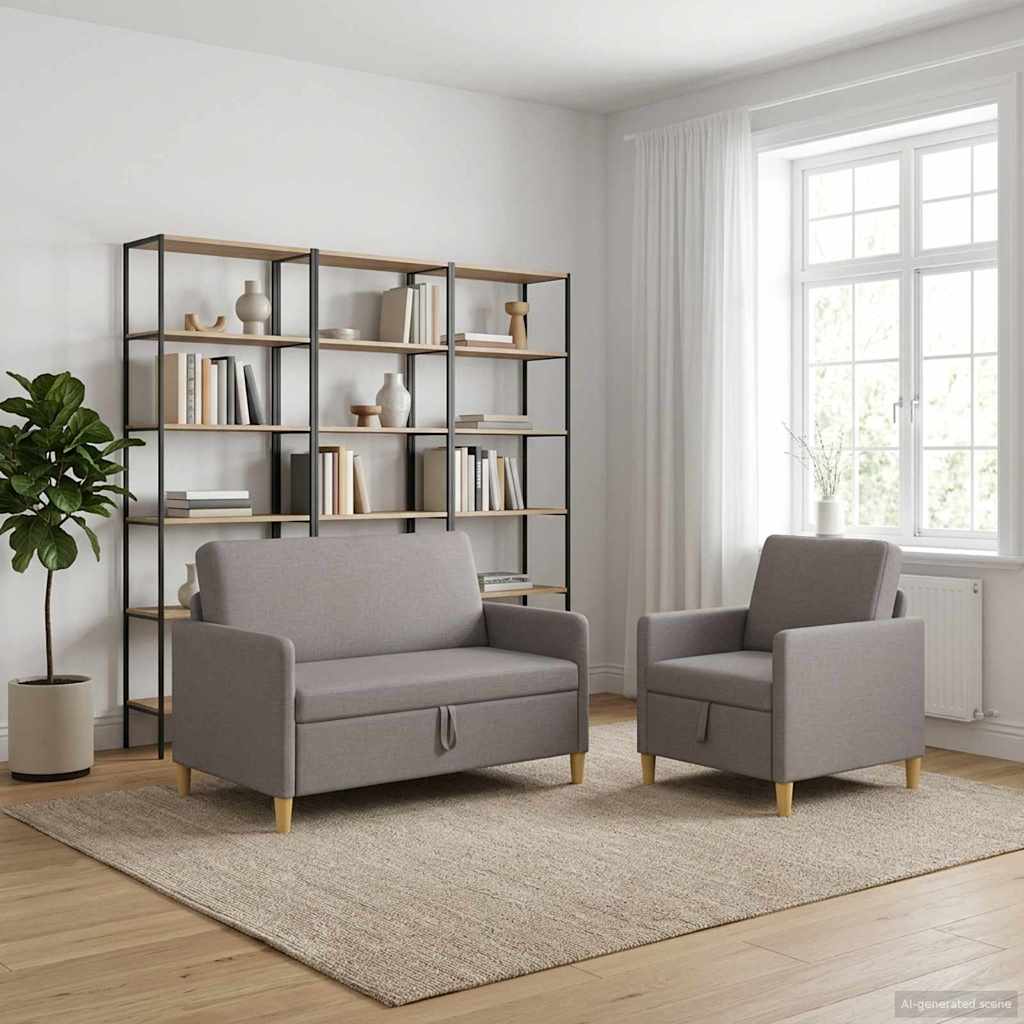 Set sofe s pohranom 2 pcs Sivosmeđa Poliester