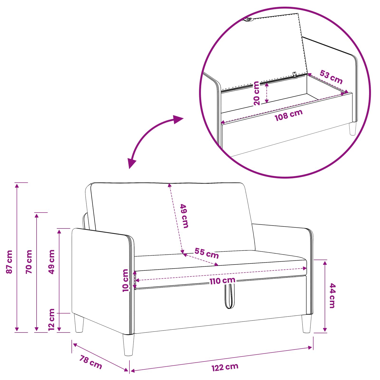 Set sofe s pohranom 2 pcs Tamno žuta Poliester