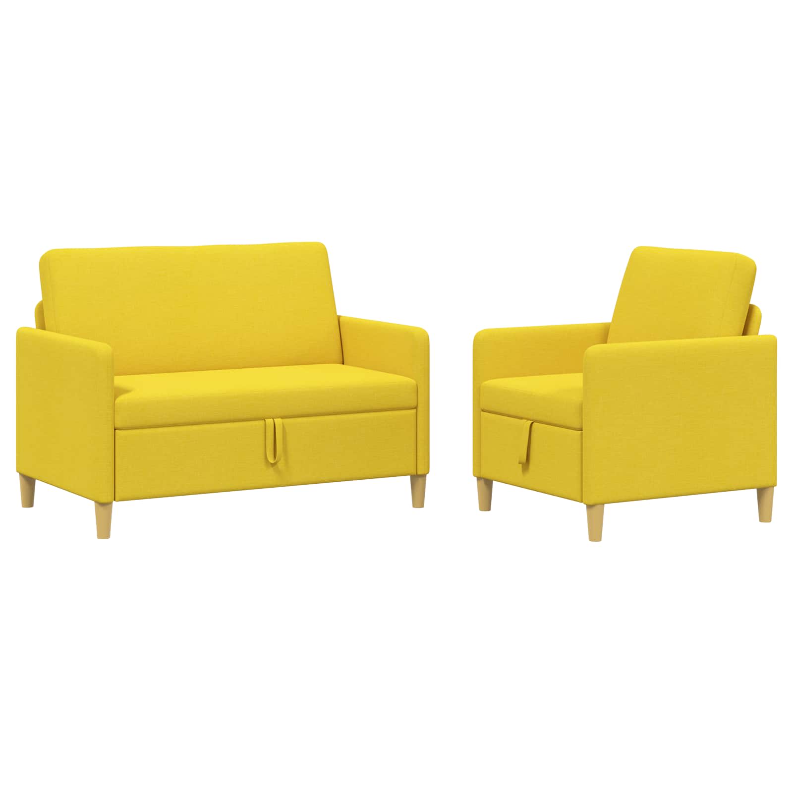 Set sofe s pohranom 2 pcs Svijetlo žuta Poliester