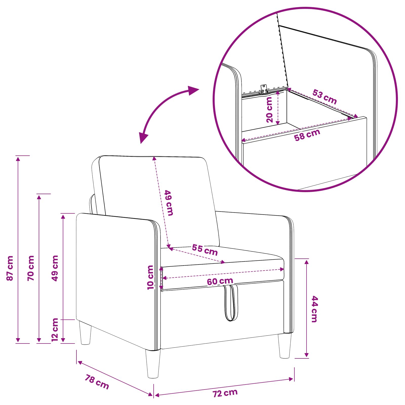 Set sofe s pohranom 2 pcs Svijetlo žuta Poliester