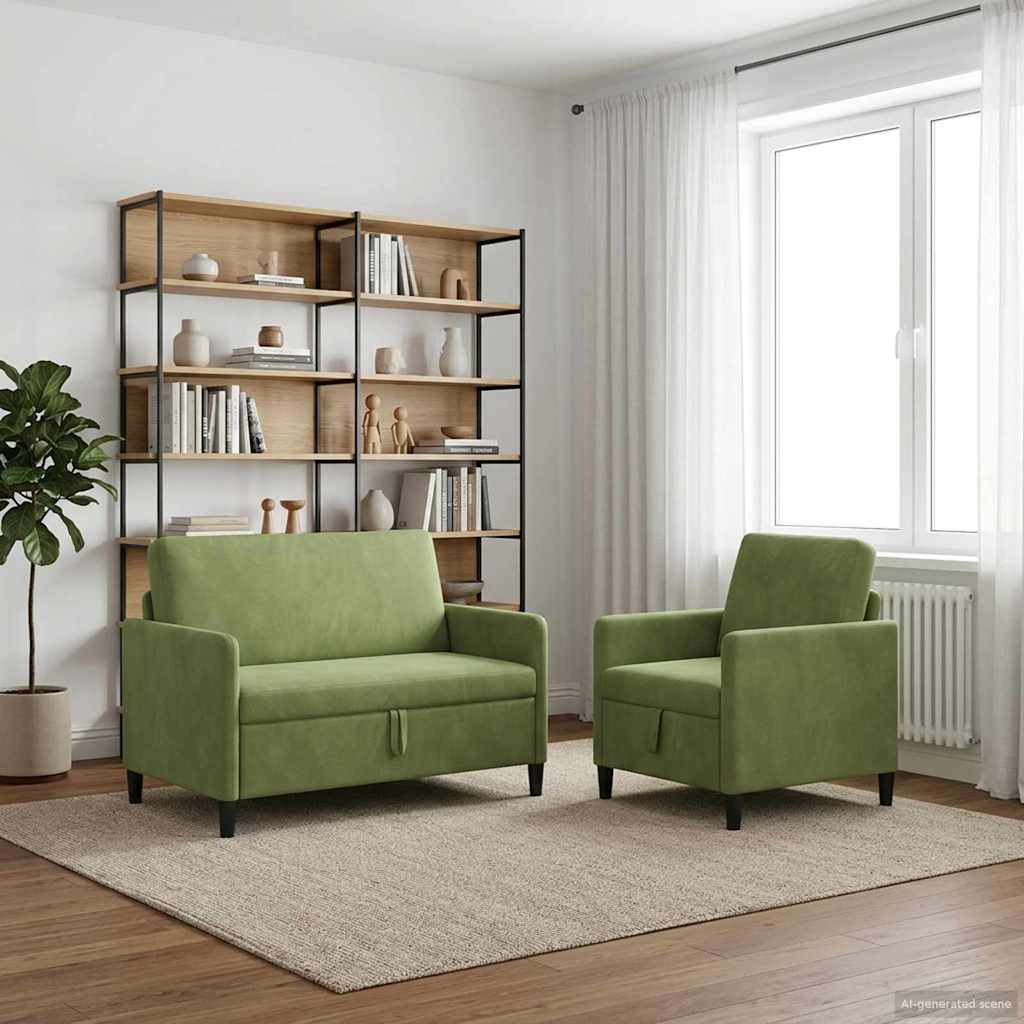 Set sofe s pohranom 2 kom. Svijetlo zelena Poliester