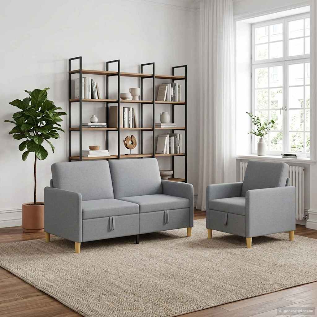 Set sofe s pohranom 2 pcs Svjetlosiva Poliester