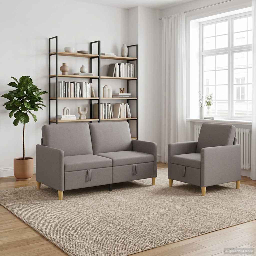 Set sofe s pohranom 2 pcs Sivosmeđa Poliester