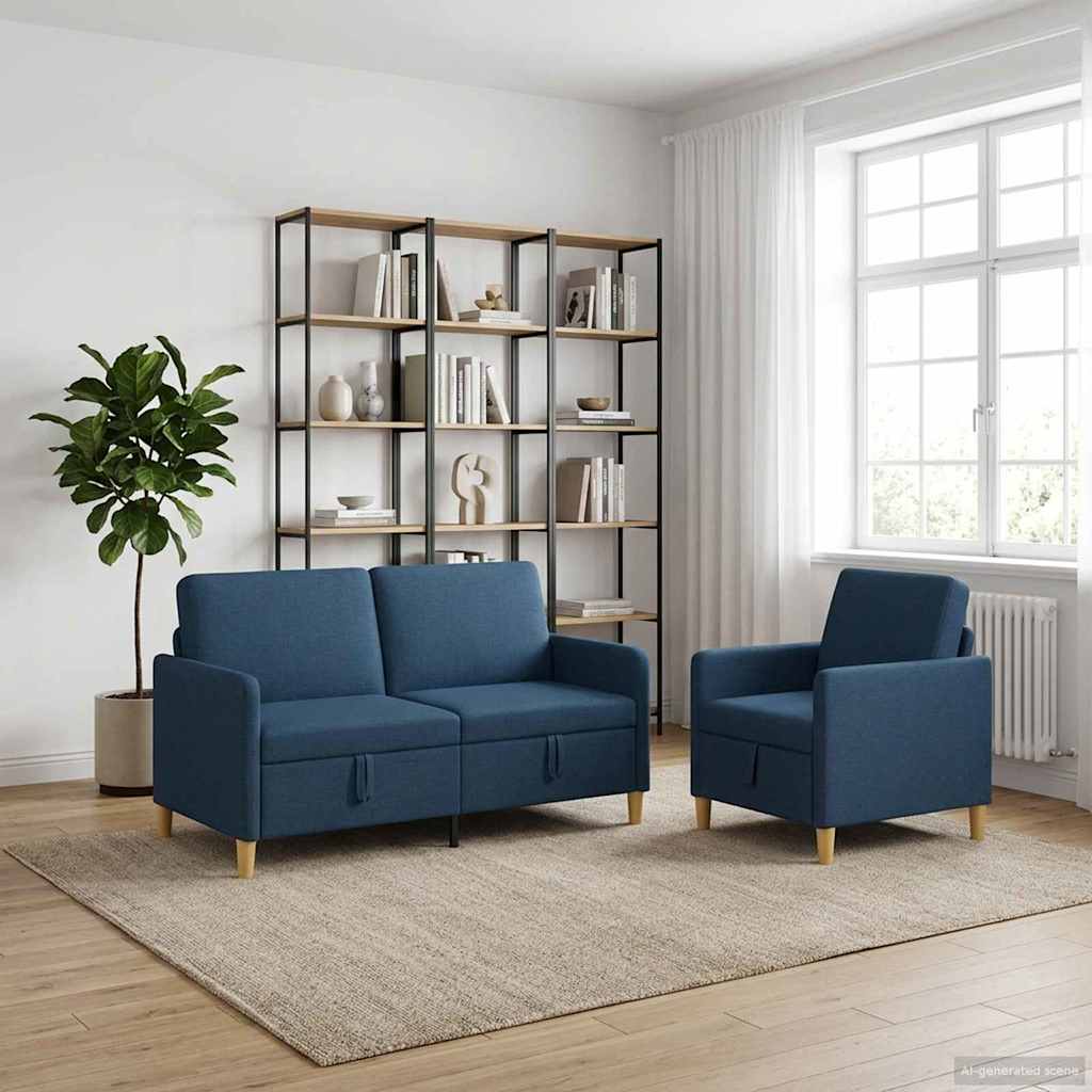 Set sofe s pohranom 2 pcs Plava Poliester