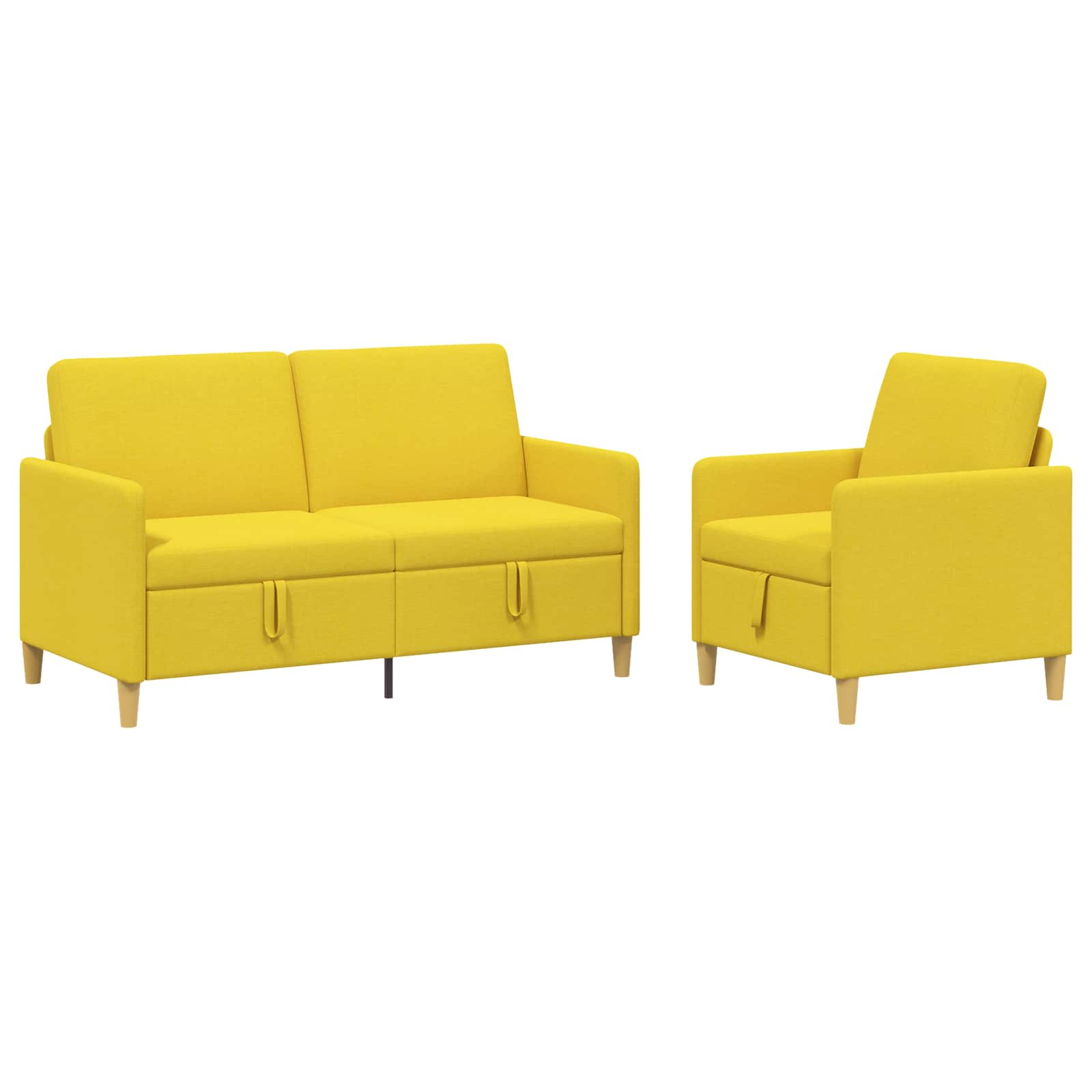Set sofe s pohranom 2 pcs Svijetlo žuta Poliester