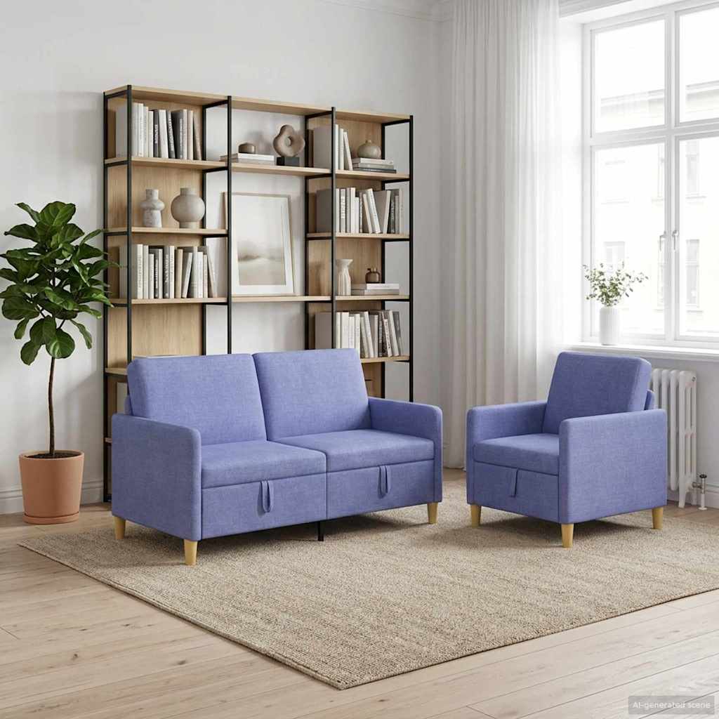 Set sofe s pohranom 2 pcs Traper plava Poliester