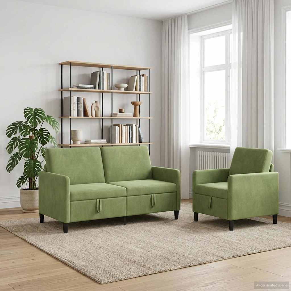 Set sofe s pohranom 2 kom. Svijetlo zelena Poliester