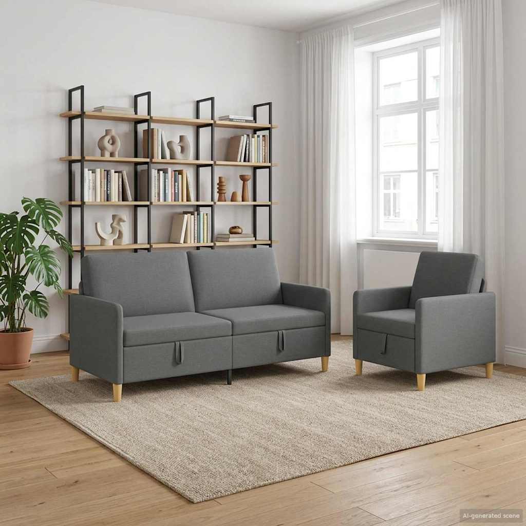Set sofe s pohranom 2 pcs Tamnosiva Poliester