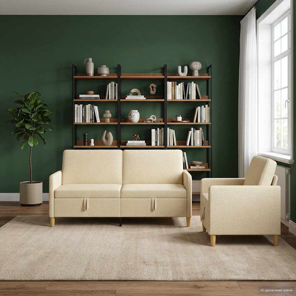 Set sofe s pohranom 2 pcs Krem Poliester