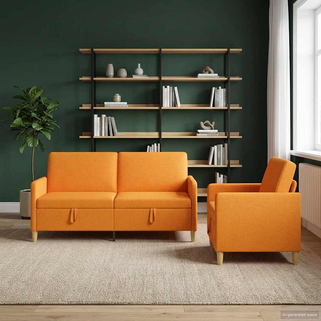Set sofe s pohranom 2 pcs Tamno žuta Poliester