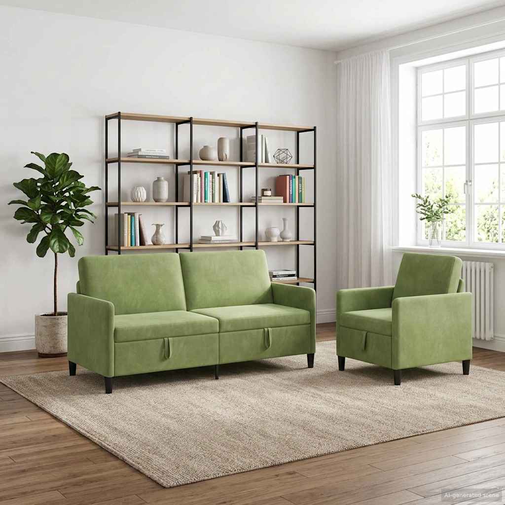 Set sofe s pohranom 2 kom. Svijetlo zelena Poliester